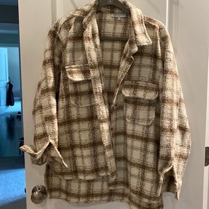 Tan and cream shacket